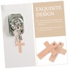 COHEALI 5sets Wooden Cross Keychain Craft Keychain Religious Charm Decor