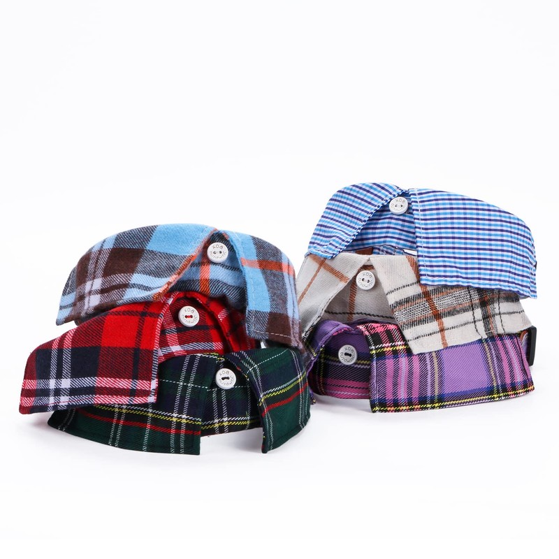 Faleela Cotton Plaid Shirt Style Dog Collar Soft Cute,Boy Dog