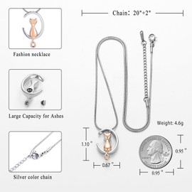 memorial jewelry Cat Urn Necklaces for Ashes for Women Men Cremation Pendant Necklace for Ashes Stainless Steel