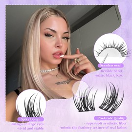 Wispy Lash Clusters Natural Cluster Eyelash Extensions 10-14mm Thin Band C-Curly Individual Lashes DIY Lash Extension with Manga Eyelash Clusters at Home by Wtvane
