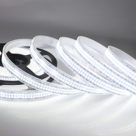 LEDENET LED Strip Lights Cold White 6500K 16.4ft Double Row 2835 SMD 2400LEDs DC 12V Daylight Bright LED Tape Light Flexible Dimmable Ribbon Lamp 5M Waterproof IP67 Outdoor Lighting Decor