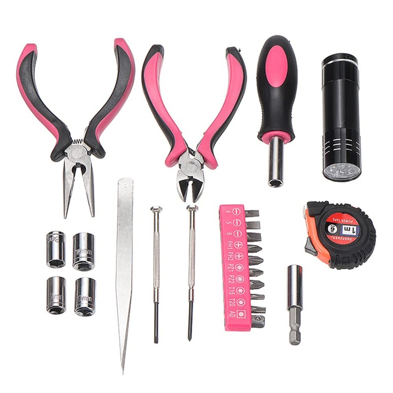 Baceyong 23 Pcs Ladies Pink Tool Kit,Screwdriver Household Tool,Pink Multi-function