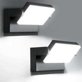 Juyace 60W LED Wall Pack Light Outdoor 2 Pack Flood Lighting Exterior Security Light Fixtures 360 °Rotation 5000K Porch Light for Garage Walkway Backyard Garden