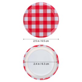 HEMOTON 40 Pack Replacement lids for Jam Jars, 65mm Twist On Jam Jar Lids, Wide Mason Jar Lids Canning Lids in Red or White - Chequered Screw lids for tumblers and Preserving Jars