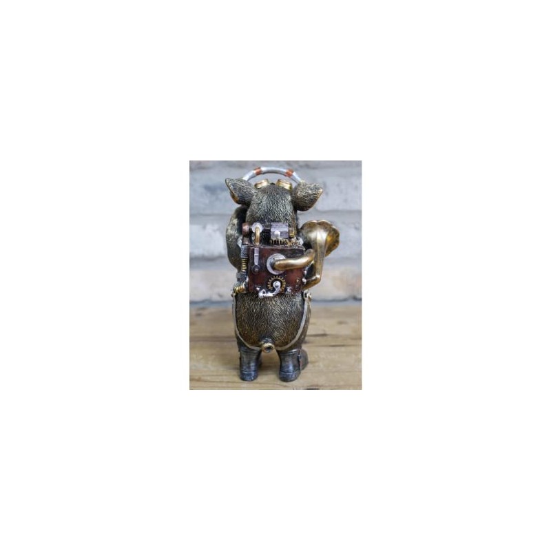 Gold Steampunk Pig Figure Art Farm Animal Sculpture Metallic Ornament
