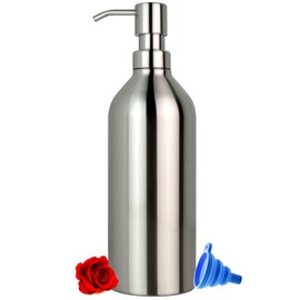 23 oz Large Countertop Soap Dispenser, Brushed Nickel Stainless Steel Soap Pump Bottle - Rust and Leak Proof Liquid Hand Soap Pump, for Bathroom & Kitchen, Countertops (23 Oz / 700ml)