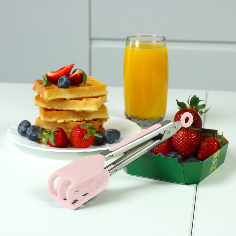 Mini Waffle Tongs by StarBlue Pink – 8 Inches Silicone