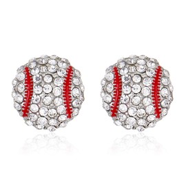 RLHRNDE Classic American Football Earrings for Women Sparkly Crystal Sports Stud Earrings Fashion Basketball Baseball Soccer Jewelry Birthday Mothers Day Gifts for Sports Lovers (Baseball)