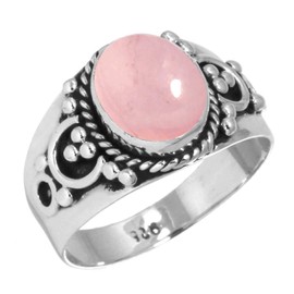 Jeweloporium 925 Sterling Silver Ring for Women Size Z 1/2 Pink Synthetic Rose Quartz Gemstone Costume Silver Ring Wedding Gift Vintage Jewelry