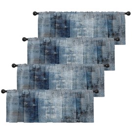 Emvency 4 Pack Valances Window Treatments, Blue Abstract Modern Art Blackout Drapes Adjustable Curtain Valances for Windows Living Room Kitchen Over Sink,18x52 Inch Rod Pocket Valances