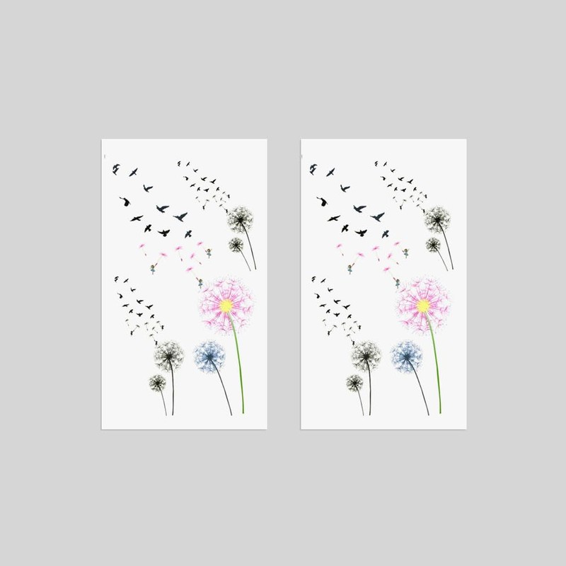Oottati Small Cute Temporary Tattoo Dandelion Hand (Set of 2)