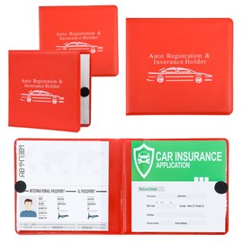 Pacific Mailer Auto Registration and Insurance Card Holder 2 Packs Car Document ID Holder Glove Box Organizer Car Accessories, Red
