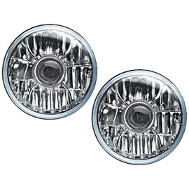 Octane Lighting 7 Inch Crystal Projector Headlight 6V 60/55W Halogen Clear Light Bulb Headlamp Pair