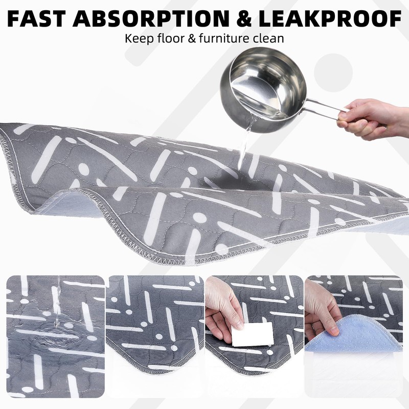 PUPTECK Washable Dog Training Pads - 2 Packs Waterproof Reusable