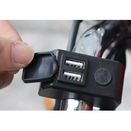 Unbranded 7/8" Motorcycle 2-USB Port Handlebar Charger 12V To 5V 3A