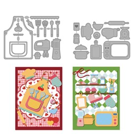 MAYJOYDIY Küchengeschirr Dekoration Stanzschablone Kochen Backen Basteln Metall Stanzformen Schürze Schaufel Prägung Karbonstahl Schablonen Für Kartengestaltung DIY Scrapbooking Album Geschenk
