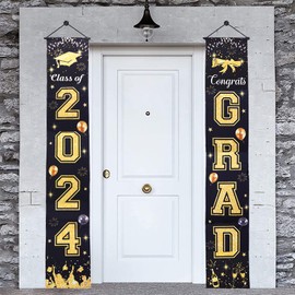 Graduation Decorations 2024, Graduation Banner Porch Sign for Graduation Party Supplies - Includes Class of 2024 and Congrats Grad Decorations