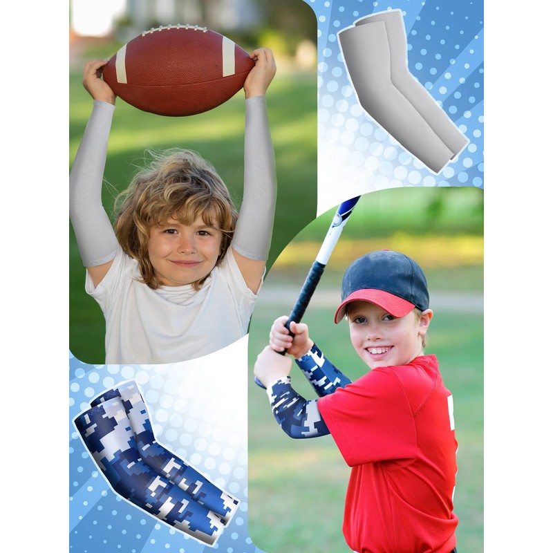 Newcotte 12 Pairs Arm Sleeves for Kids Compression Football Baseball