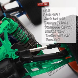 RCMYou RC Shocks & Front Rear Suspension Arm Upgrades Part for 1/10 Slash 4x4 VXL,Rustler 4X4 VXL,Stampede 4X4 VXL,Hoss 4X4 VXL,Alloy Big Bore RC Shock Absorber & More Durable A Arm,Green