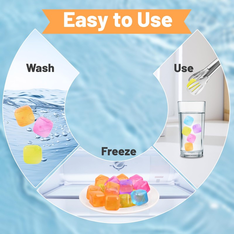 COIZYZZL Reusable Ice Cubes - Quick Freeze Clear Plastic Square