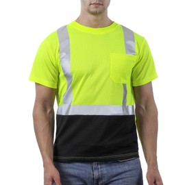 sesafety Hi Visibility Shirts for Men, Safety Shirts with Reflective Strips Class 2, Hi Vis Construction Work Shirt with Pocket Yellow 2XL