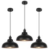 COTTMIC Black Dome Pendant Light 3 Pack, Farmhouse Pendant Lights