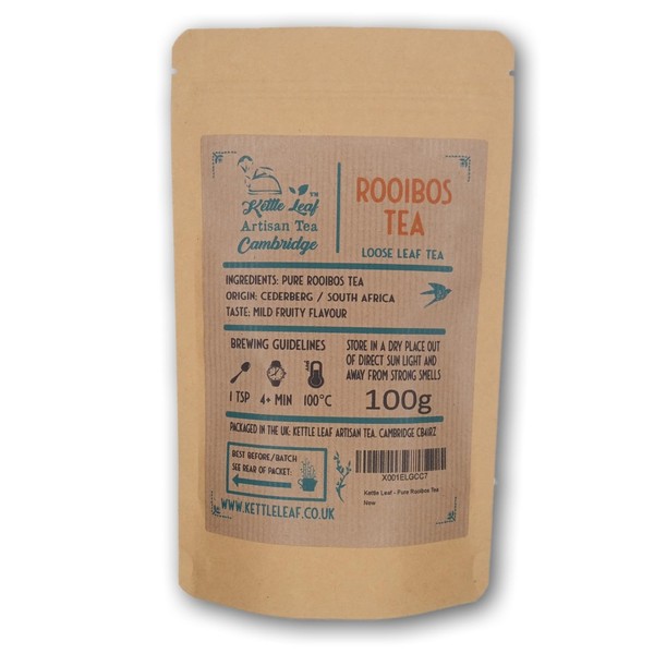 Kettle Leaf - Rooibos (Red Bush) Tea - Rooibos Loose Tea - High in Antioxidants - 100g