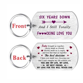 6th Wedding Anniversary Keychain Gifts for Women Men - 6 Year Anniversary Keychain Gifts for Him Her - 6 Year Down And I Still Totally Love You