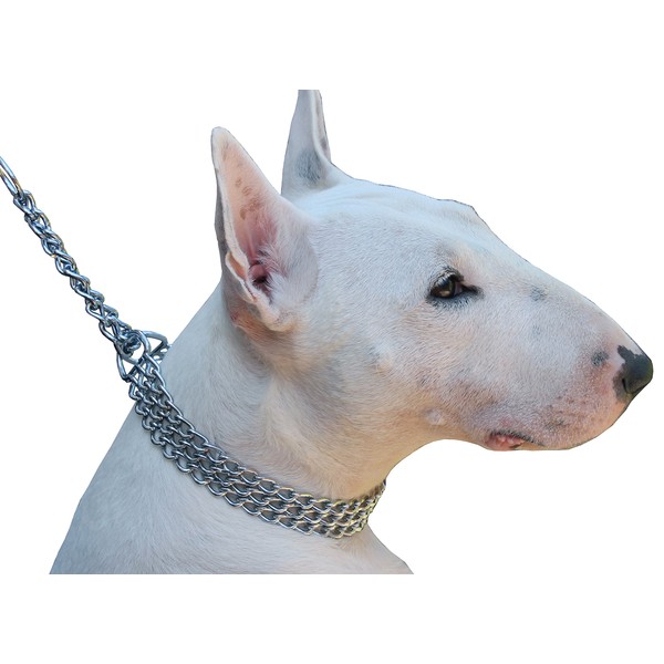 Triple Chain Martingale Dog Collar 2.5mm Link Chrome (19"-22")