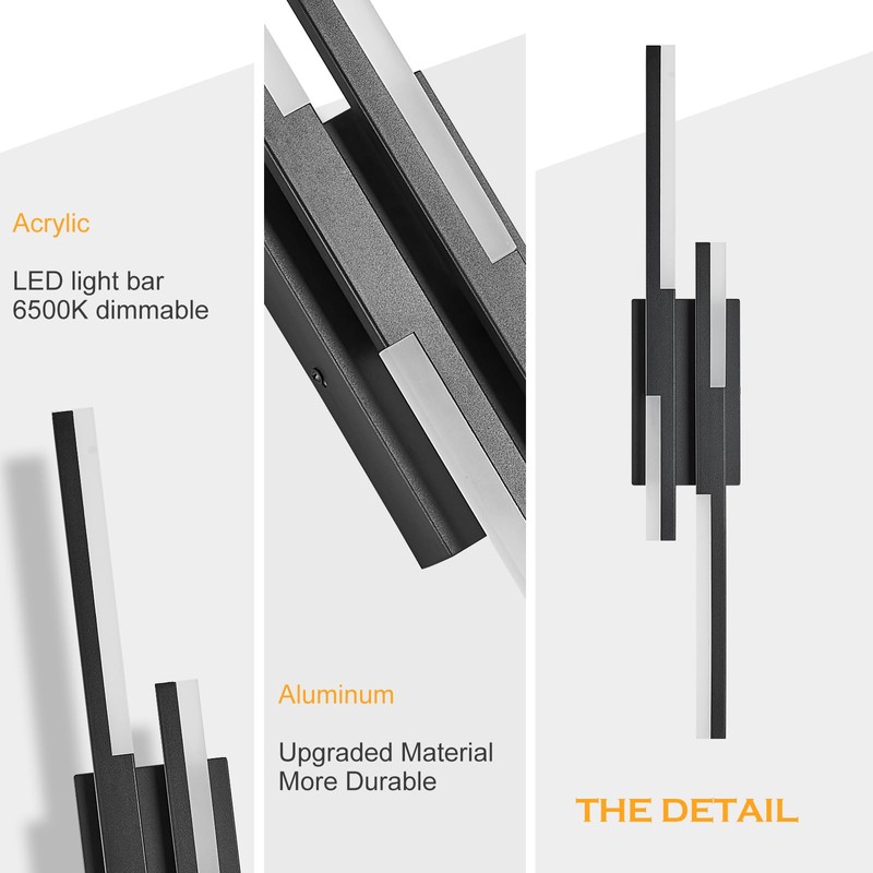 Benkut Modern LED Wall Sconce Black Remote Wall Light Fixtures