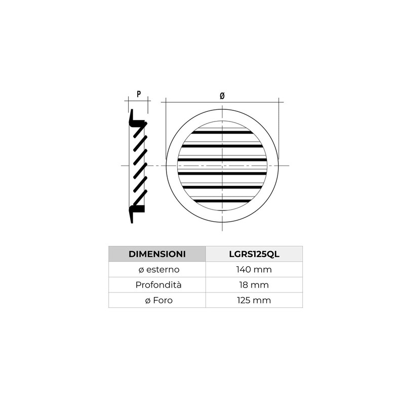 La Ventilazione LGRS125QL Ventilation Grille Round Painted Oak Diameter 140