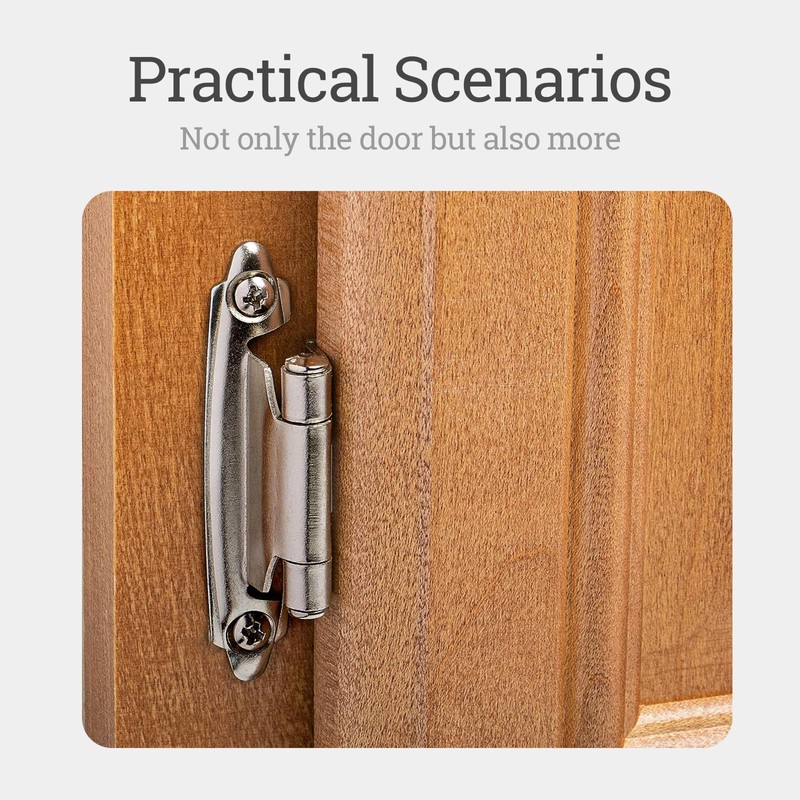 Greoil 50-Pack Cabinet Hinges, 1/2 Inch Overlay, Satin Nickel Semi-Concealed,