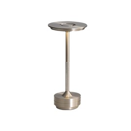 Wokyo LED Desk Lamp, Cordless Stylish Aluminum Table Lamp, Brightness and 3 Color Adjustable Lamp with Rechargeable Battery, Round Shape Touch Lamp (Silver)