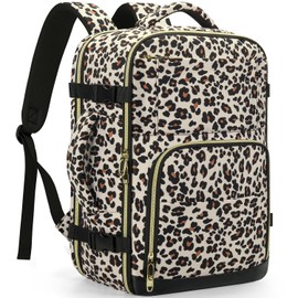 Travel Backpack For Women, Carry On Backpack for Men Flight Approved Airline Personal Item Travel Bag TSA Business 17.3 in Laptop Mochila, Travels Essentials Bookbag for Work Nurse Hiking (Leopard)
