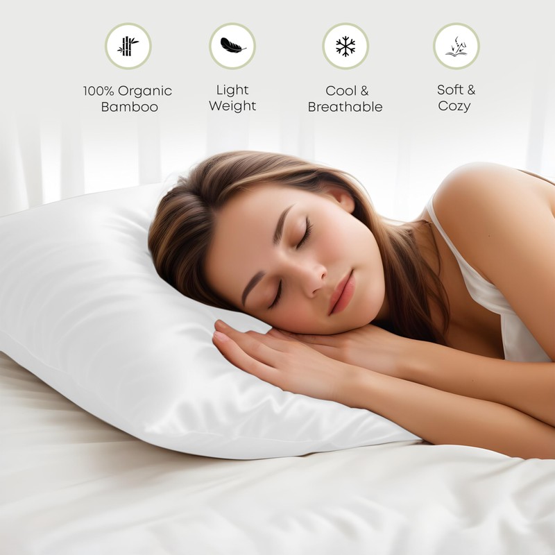 LINENWALAS 100% Organic Bamboo Pillowcase Set of 2 Soft Bamboo