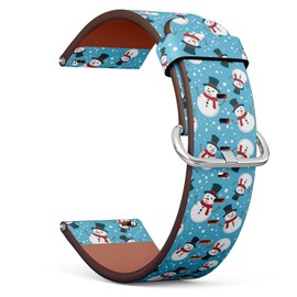THAZEE 18mm Quick Release Leather Watch Band (Cute Snowman Suitable) Replacement Leather Strap Bracelet for Women, Men