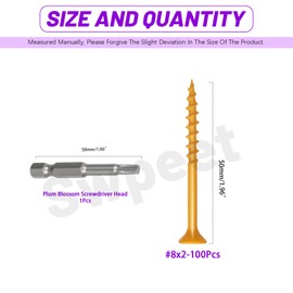 Swpeet 101Pcs #8 x 2 Khaki Deck Screws with T25 Star Bit Assortment Kit, T25 Star Torx Drive Flat Head Screws Rust Resistant, Exterior Ceramic Coated Wood Screws for Exterior Wood Projects