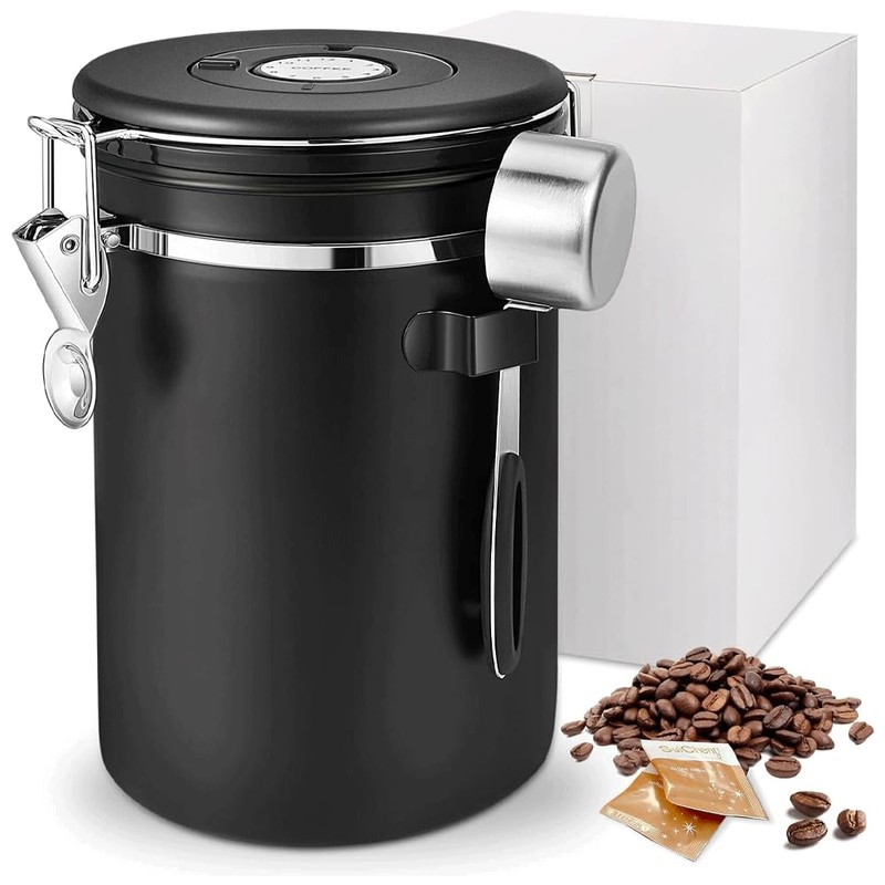 Ruikcoll Airtight Stainless Steel Coffee Container 1.8L with Outlet Valve