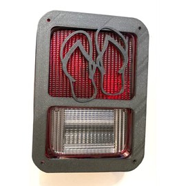 Flip Flop Slippah in 3D - Black for Jeep Wrangler JK/JKU Rear Tail Light Covers (07-18) - Hawaiian Hula
