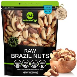 Nueces de Brasil crudas - Comparar con nueces orgánicas crudas de Brasil - enteras, grandes, sin sal, sin cáscara de nueces brasileñas crudas Nueces de Brasil 453 gramos (1 libra)