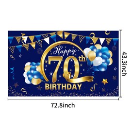 Decoración de pancarta de feliz cumpleaños azul para hombres, fondo de cumpleaños azul dorado, suministros de fiesta, fondo de foto de cumpleaños decoración (azul 70)