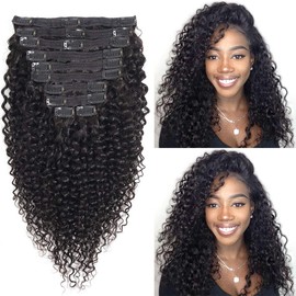 Jerry Curly Clip in Hair Extensions 14 Inch 3B 3C Curly Hair Clip in Extensions 10 Pcs with 24 Clips Thick 8A Real Brazilian Remy Human Hair Triple Lace Wefts Soft Blend Well
