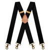 MENDENG Suspenders for Men Black Bronze Snap Hooks for Belt
