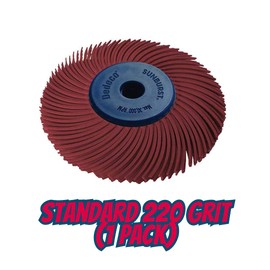 Dedeco Sunburst Radial Bristle Discs - 2”(50mm) Dia, TC Bristle, 3-Ply, 1/4”(6mm) Arbor, Precision Cleaning Buffer Polisher Rotary Tool Accessories, Standard 220 Grit, Aluminum Oxide - 1 Pack