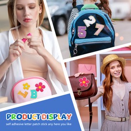 50 letras de chenilla，parches para ropa，parches para ropa termoadhesivos，bonitos parches，se puede utilizar para decorar mochilas, zapatos, ropa，7 patrones diferentes