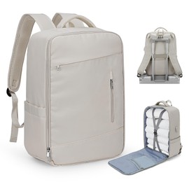 Large Travel Backpack,Laptop Carry on Backpack for Women Men,Waterproof Personal Item Gym Hiking Essentials College Backpack Casual Daypack Rucksack for Business Work with USB Charging Port,Brown