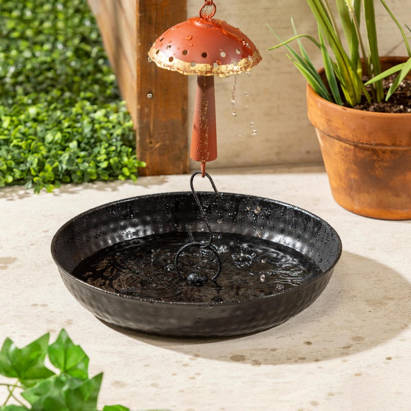 Evergreen Garden 14" Rain Chains Basin, Display Dish w/Chain, Rainwater