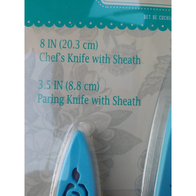 Pioneer Woman Sweet Rose Chef & Paring Knives With Sheaths