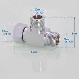 3 Way Toilet Diverter Valve, G1/2 Inch Brass T-Shape Adapter Connection Hose Screw T-Diverter for Angle Valve WC Bidet Sprayer (Silver)