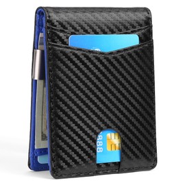 LOUEBICA Slim Wallet for Men Bifold RFID Blocking Front Pockets Wallet Credit Card Holder Minimalist Leather Money Clip Mens Wallet with 12 card Slots